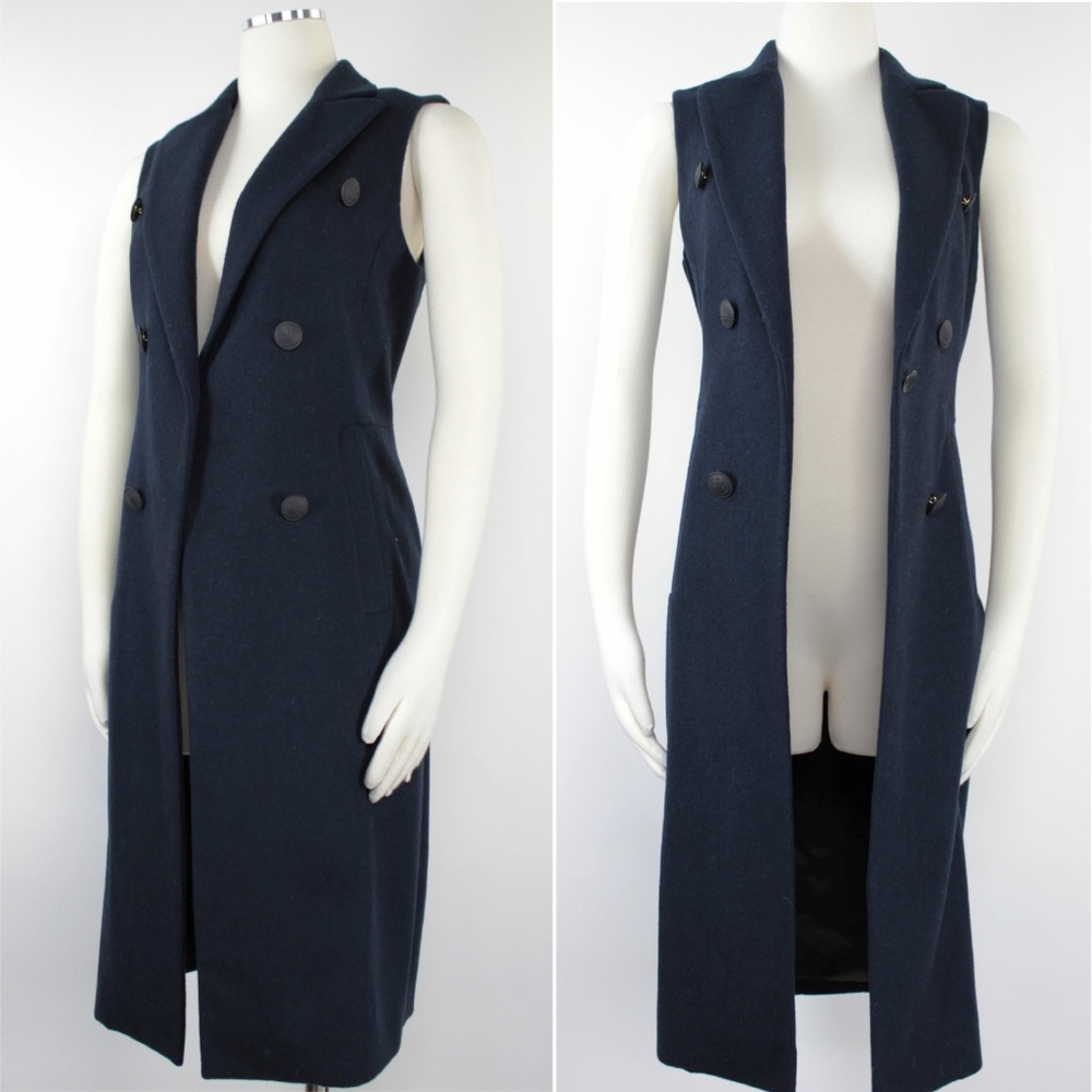 Rag & Bone Fitted Faye Wool Navy Vest Coat N48 - Picture 7 of 8